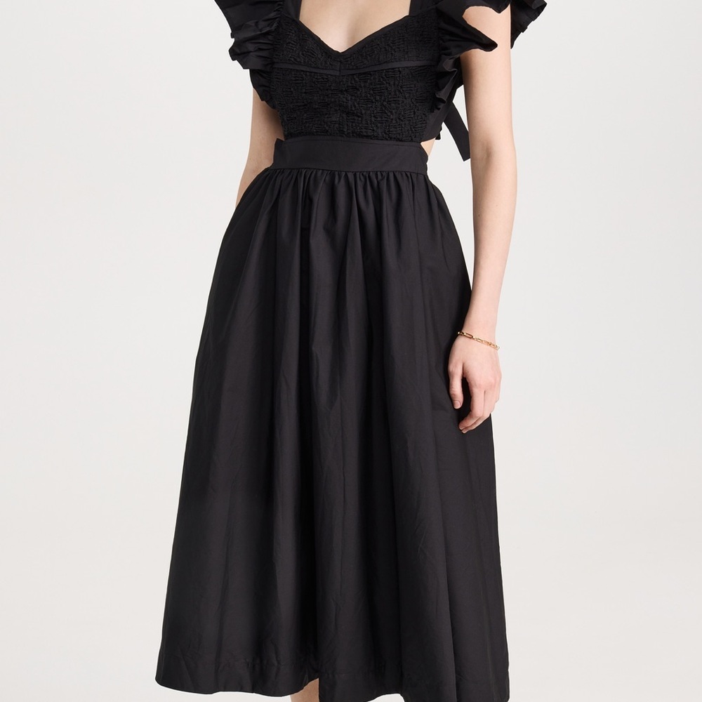 En Saison Sweetheart Black A-line Midi Dress with Tie Back
